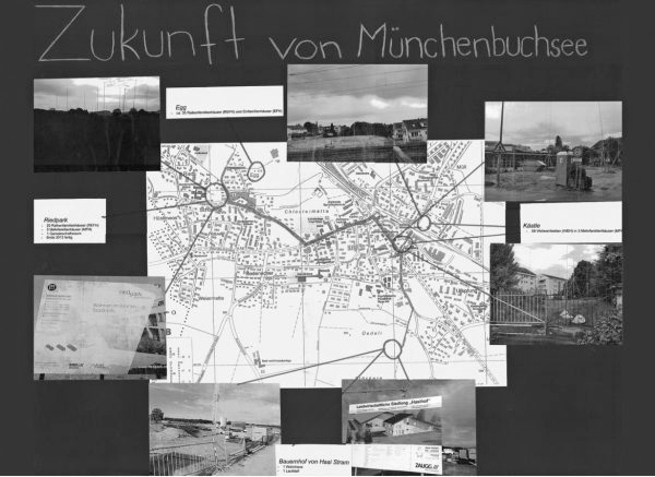 Documentation des projets de construction dans la commune au moyen de photos et d’un plan local. (Image: «Bauten, Städte, Landschaften» («Bâtiments, villes, paysages»))