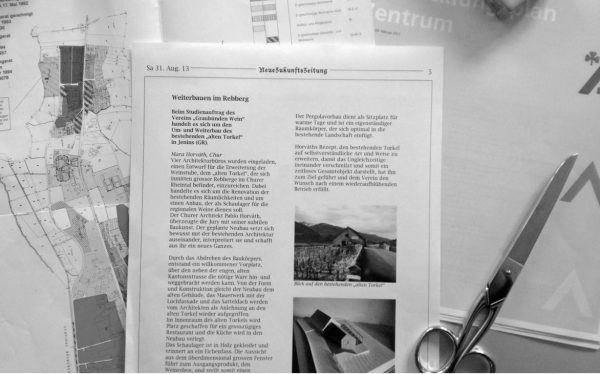 Plan de zonage et exemple de page de journal sur un projet de nouvelle construction (Image: «Bauten, Städte, Landschaften» («Bâtiments, villes, paysages»))