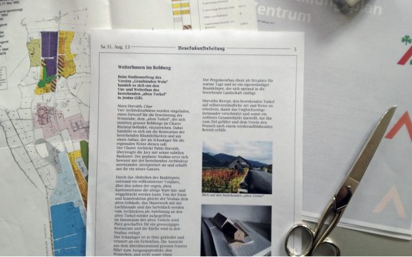 Plan de zonage et exemple de page de journal sur un projet de nouvelle construction (Image: «Bauten, Städte, Landschaften» («Bâtiments, villes, paysages»))