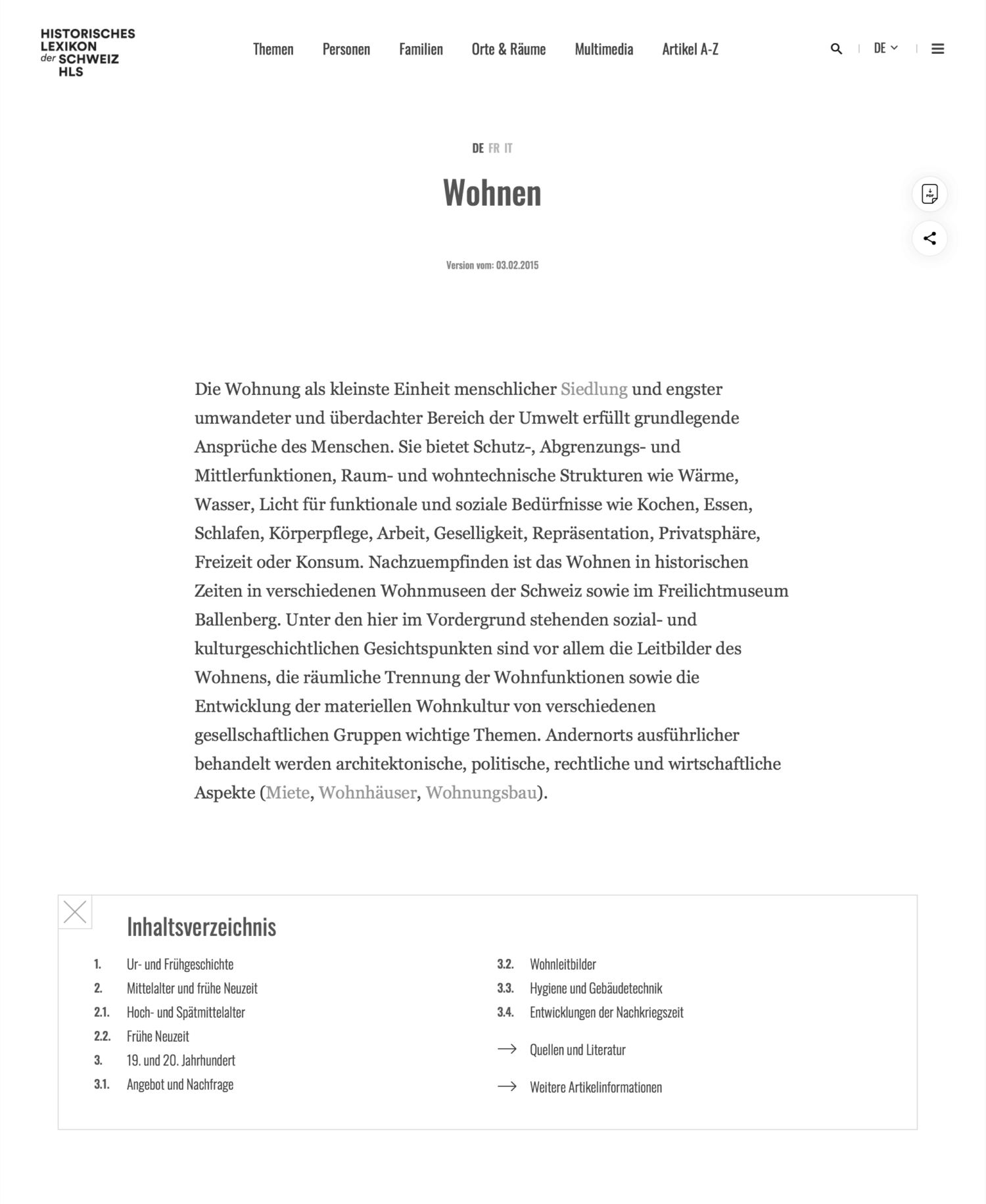 Historisches Lexikon der Schweiz HLS online