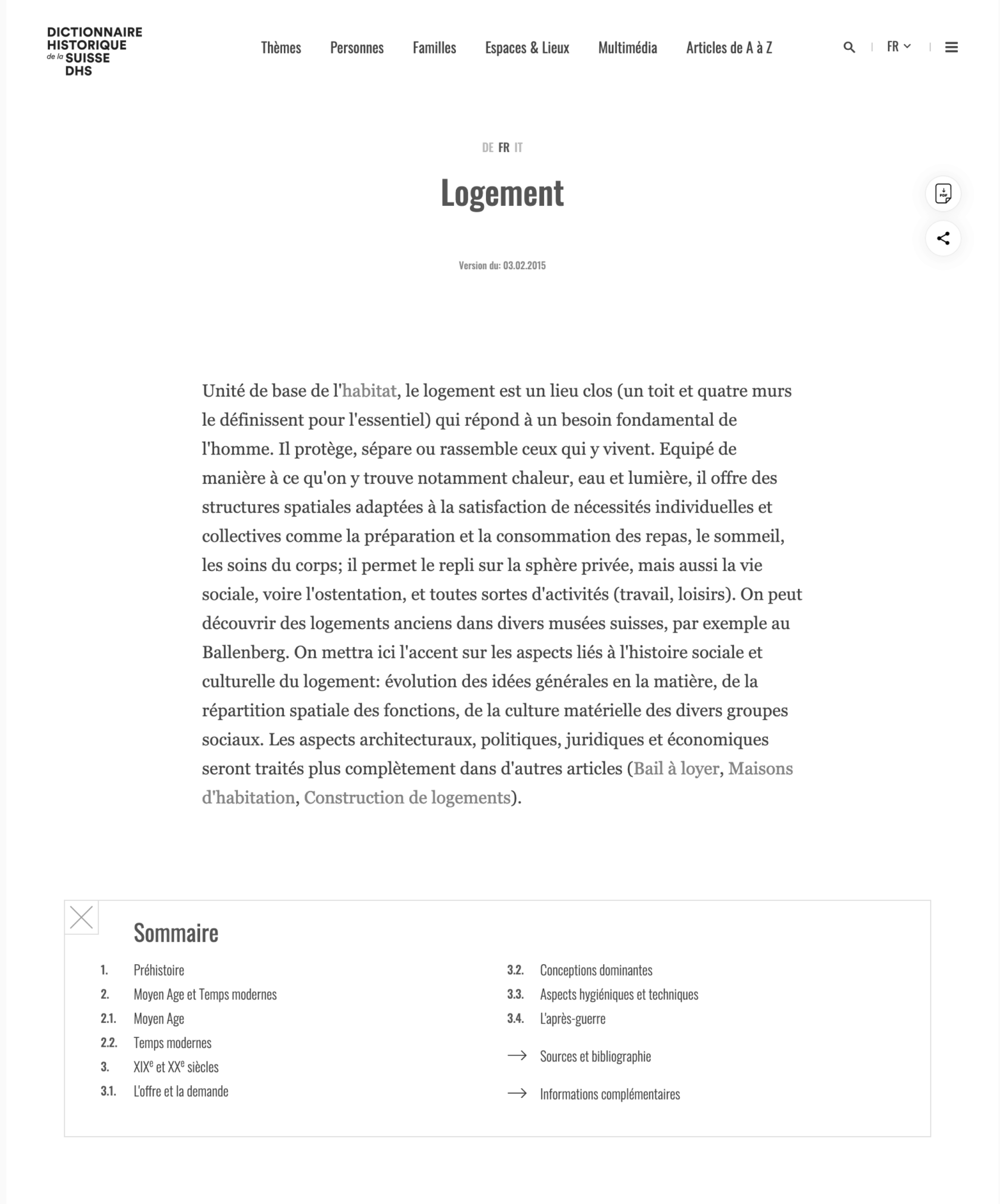 Dictionnaire historique de la Suisse DHS en ligne