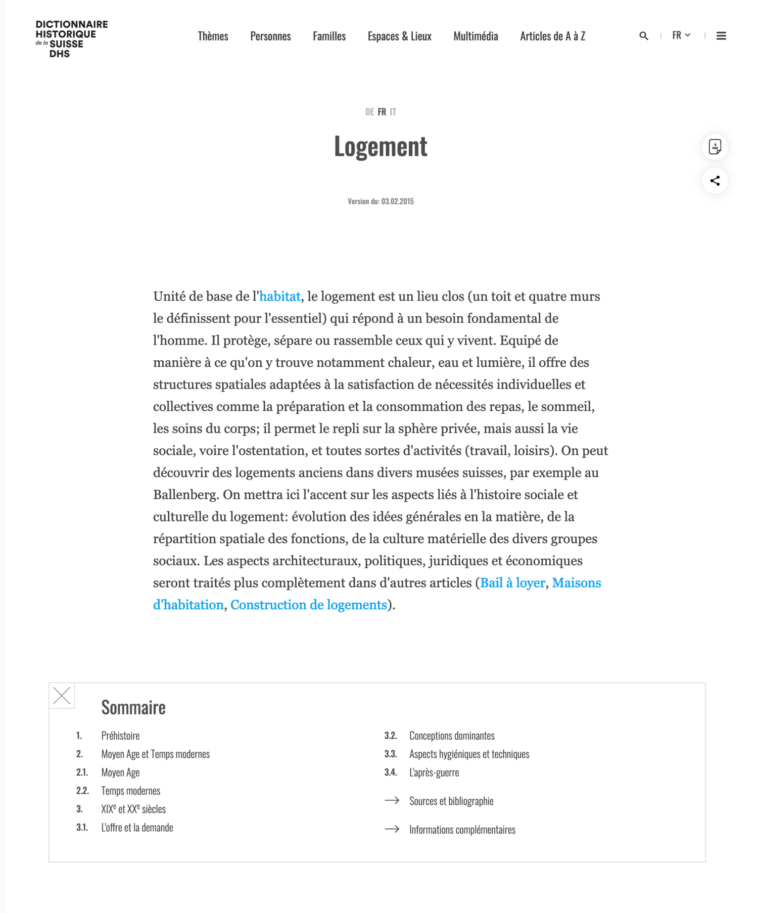 Dictionnaire historique de la Suisse DHS en ligne